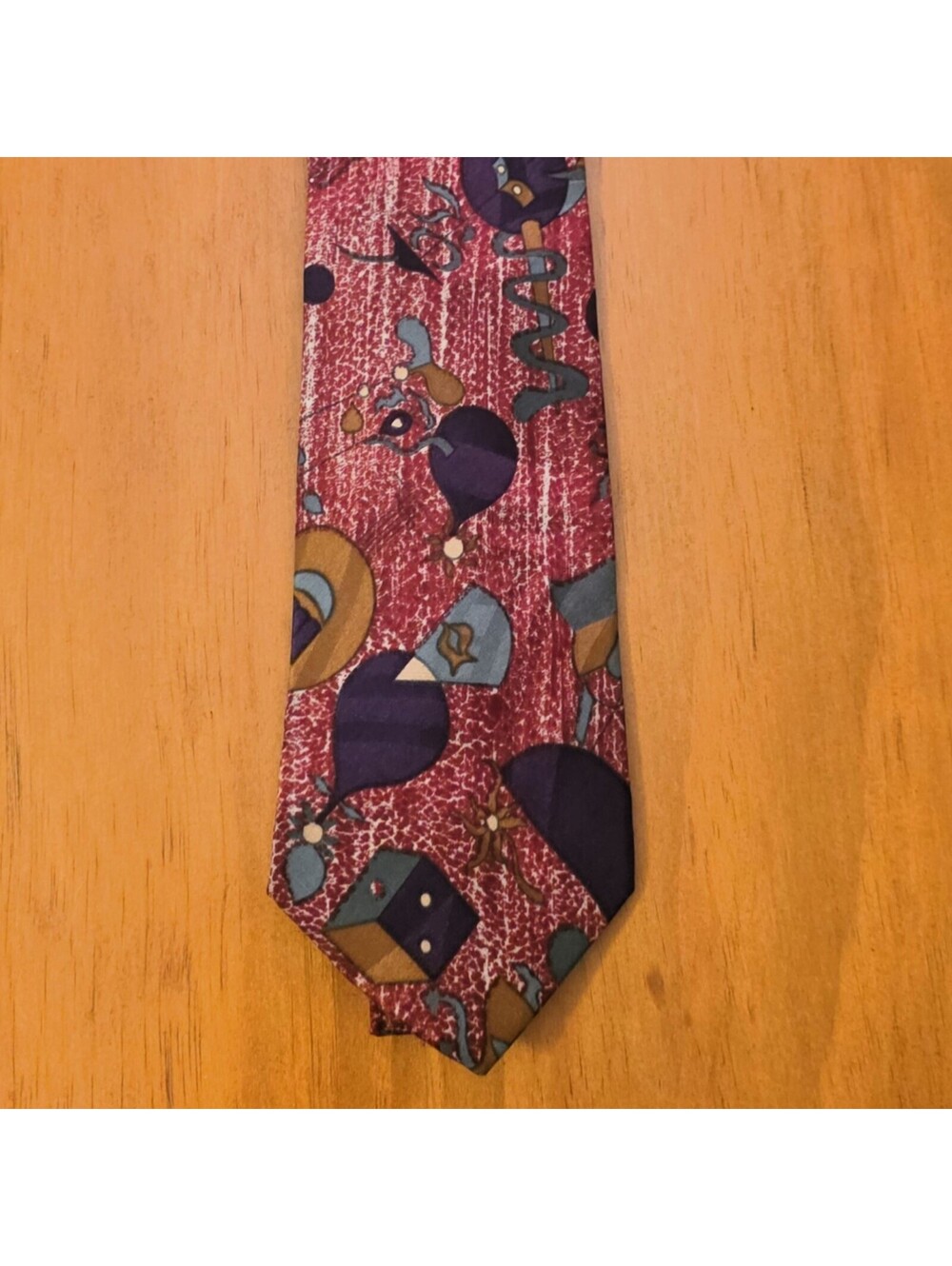 Red Art Abstract Mens Tie Vintage Ron Chereskin 3.5"x56"